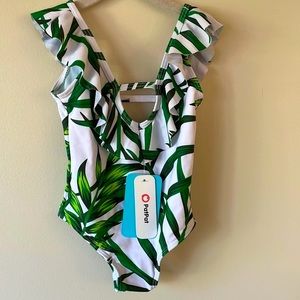 5/$25 One Piece Ruffles Tropical Print Swimsuit Size 2T